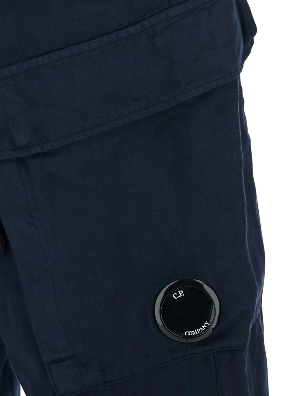 C.P. Company Blue Pants With Elasticated Waist And A Cargo Pocket In Cotton Linen Blend For Men Blu Trousers