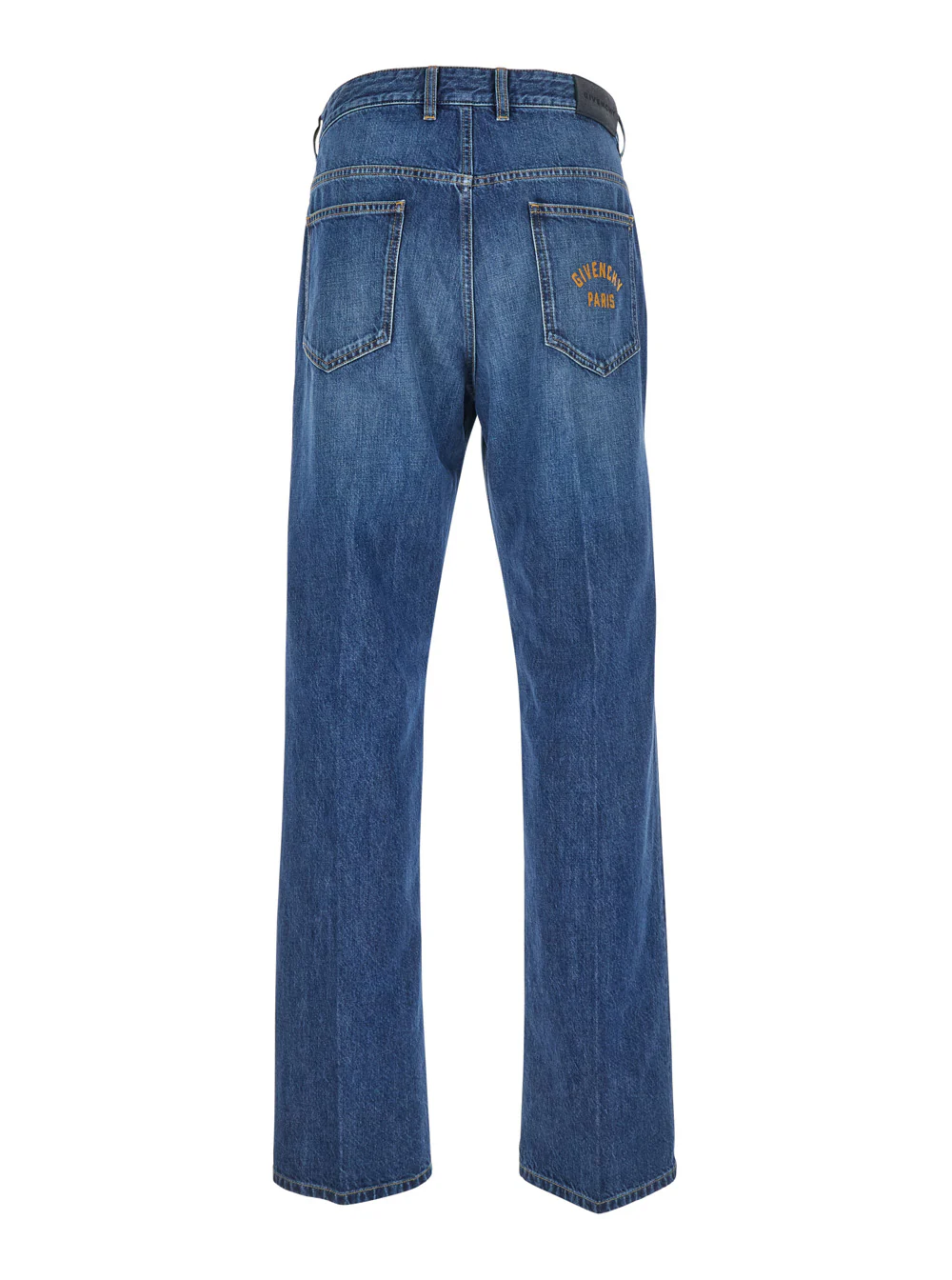 Givenchy Blue Five-Pocket Jeans with Logo Patch on the Back in Denim Man Blu Cotton