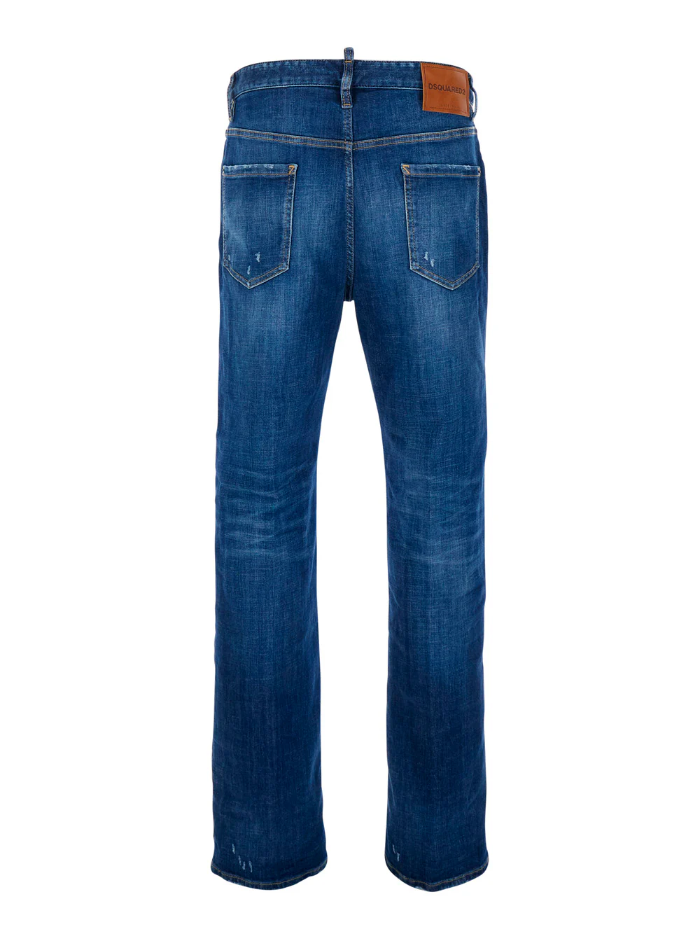 Dsquared2 Blue Denim Jeans with Ripped Details and Logo Patch on the Back for Men Blu Cotton Polyester Elastane