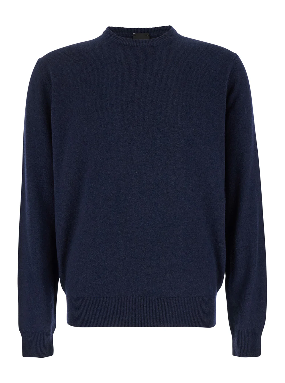 Plain Blue Crewneck Sweater in Merino Wool and Silk Blend Man Blu Merinos Cashmere Jersey