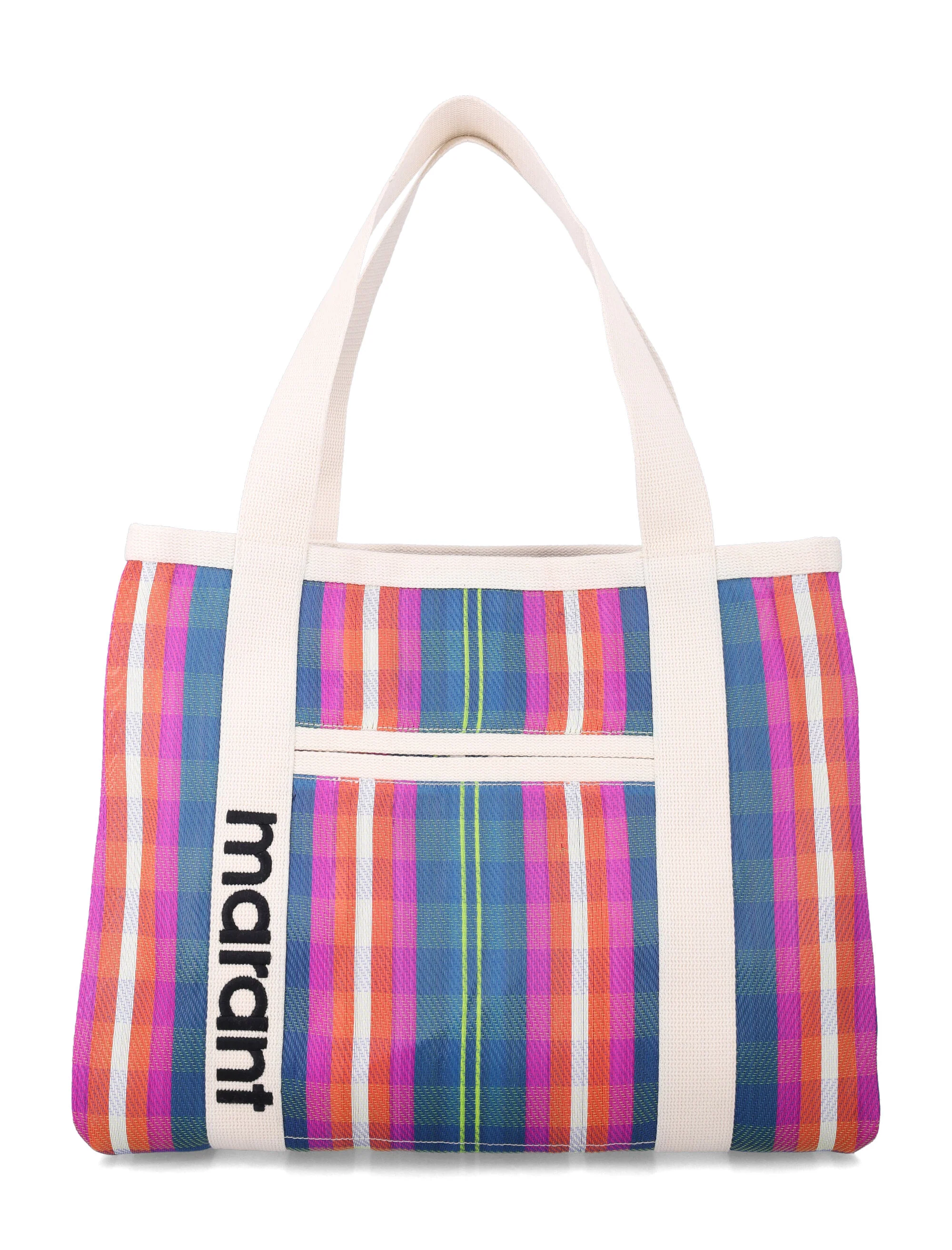 Isabel Marant Darwen striped shoulder tote Navy Orange Nylon