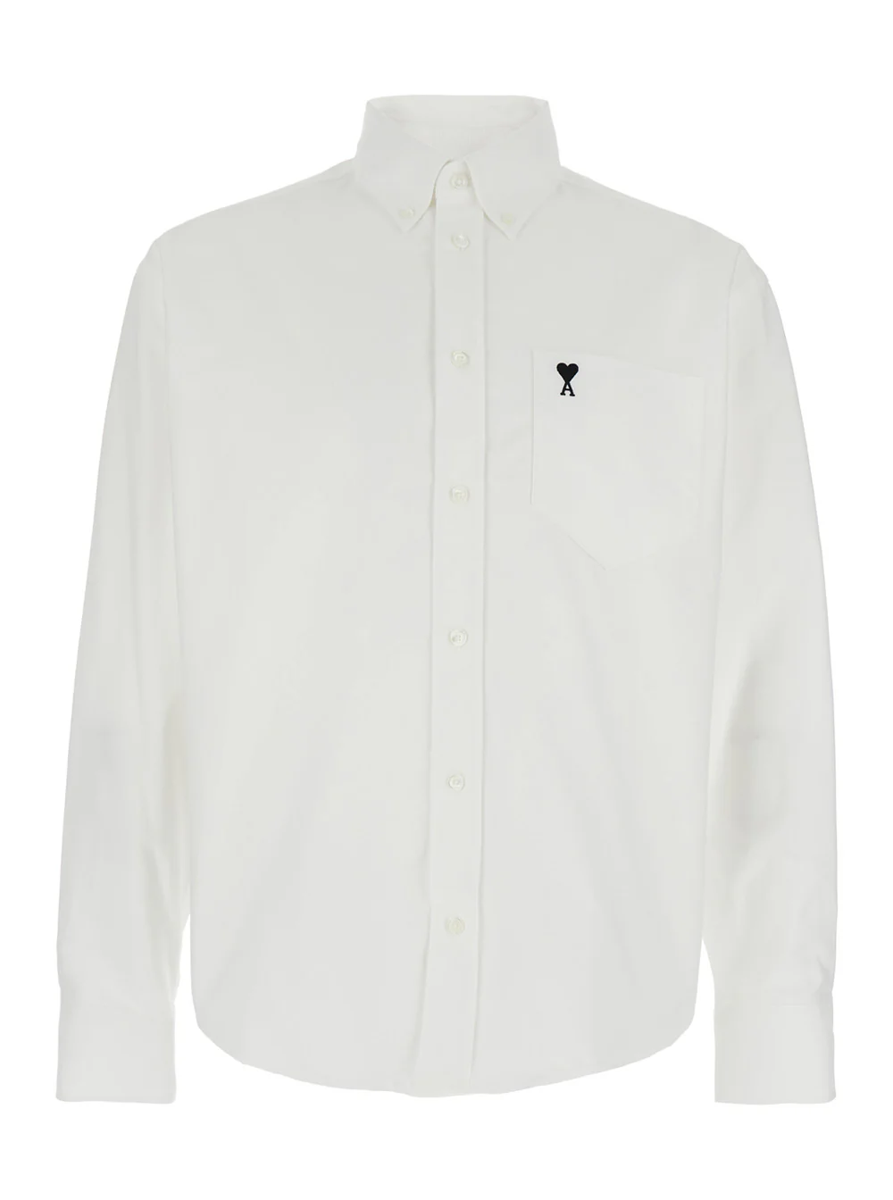AMI Paris White Shirt with ADC Logo on the Front in Cotton Man And Blouses