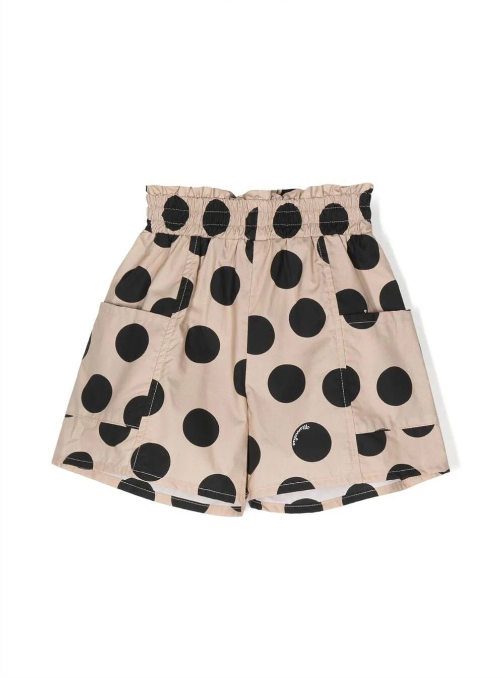 Monnalisa Kids Beige Polka Dots Bermuda Shorts With Elastic Waistband Cotton Girl And