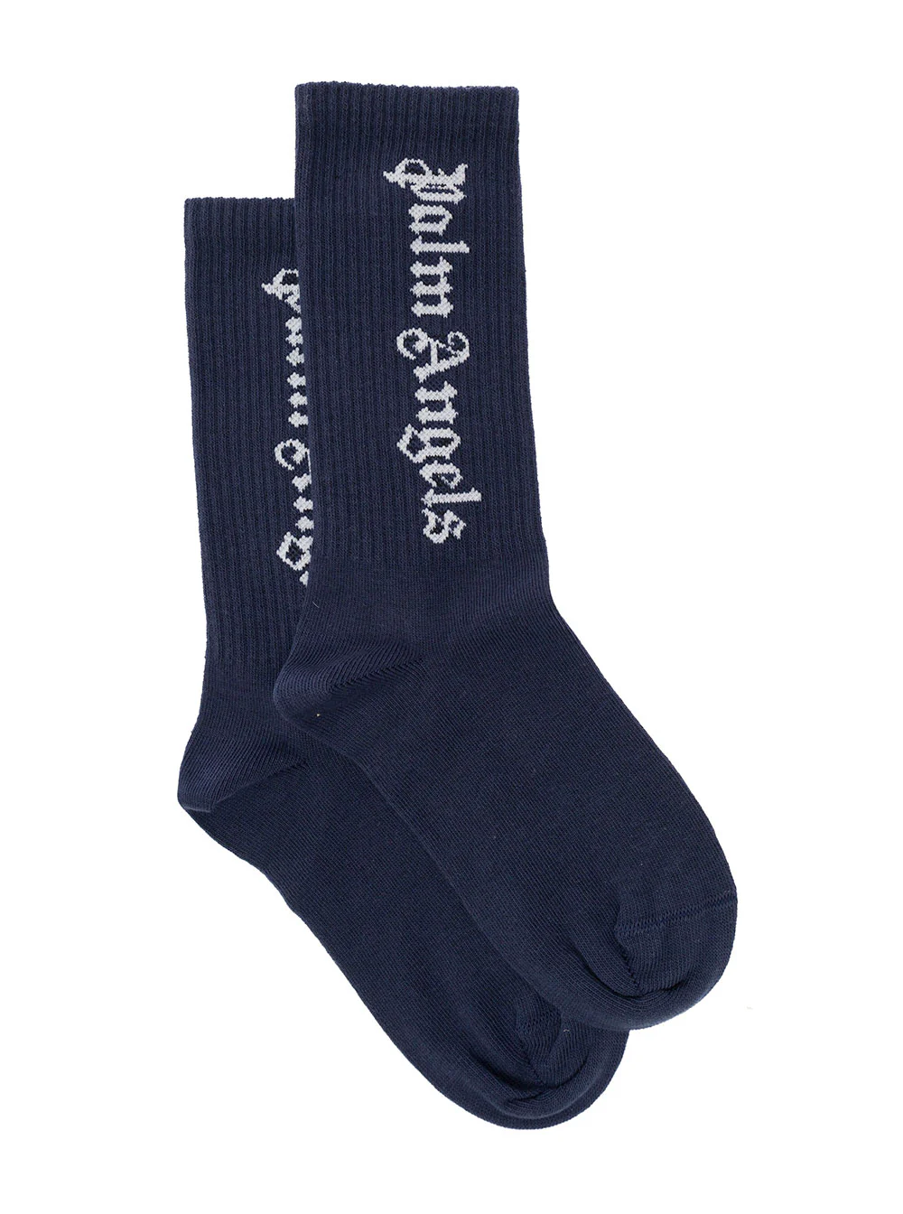 Blue Socks Terry Cloth With Contrasting Jacquard Logo Palm Angels Kids Blu Cotton Polyamide Elastan Underwear