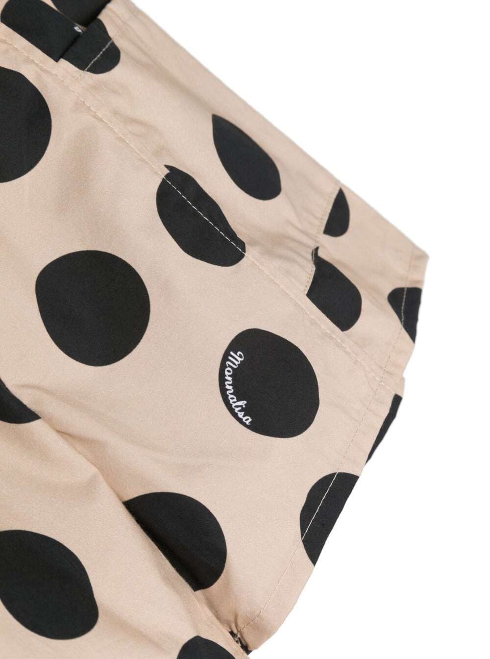 Monnalisa Kids Beige Polka Dots Bermuda Shorts With Elastic Waistband Cotton Girl And