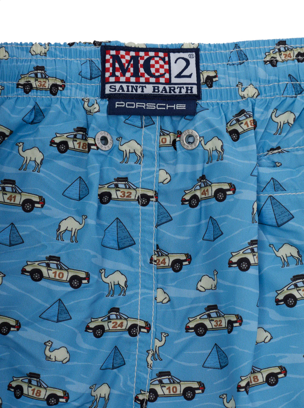 Mc2 Saint Barth Kids One-Piece Swimsuit Jean Lighting With Safari Motif Light Blue Beachwear
