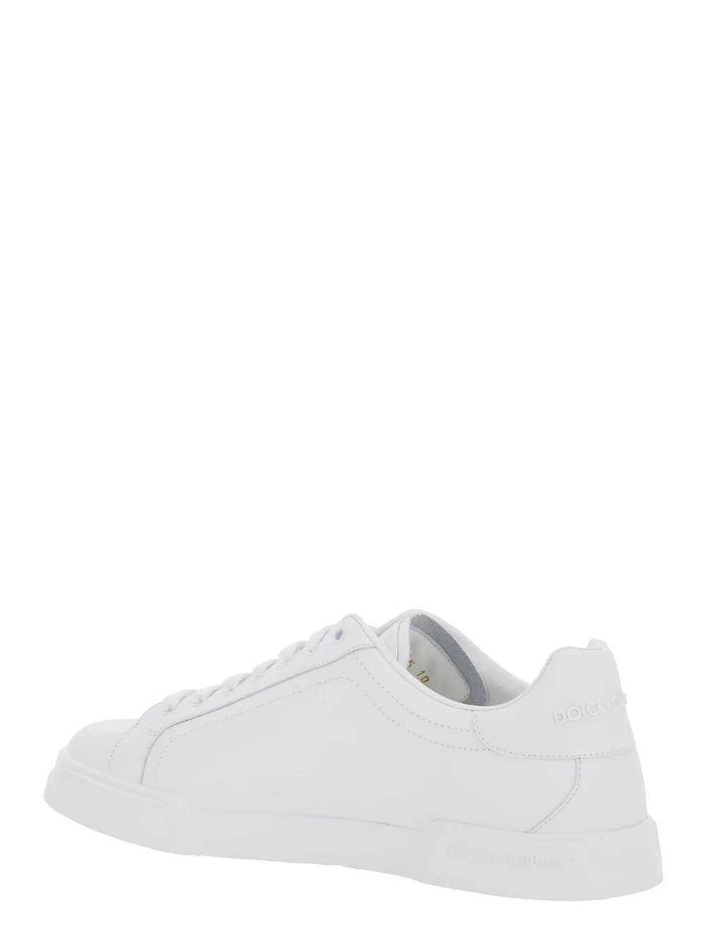 Dolce & Gabbana Sneaker Portofino Light with Logo Patch on the Tongue and Tone-on-Tone Lettering Heel in White Leather for Men Cotton Lamb Sheep