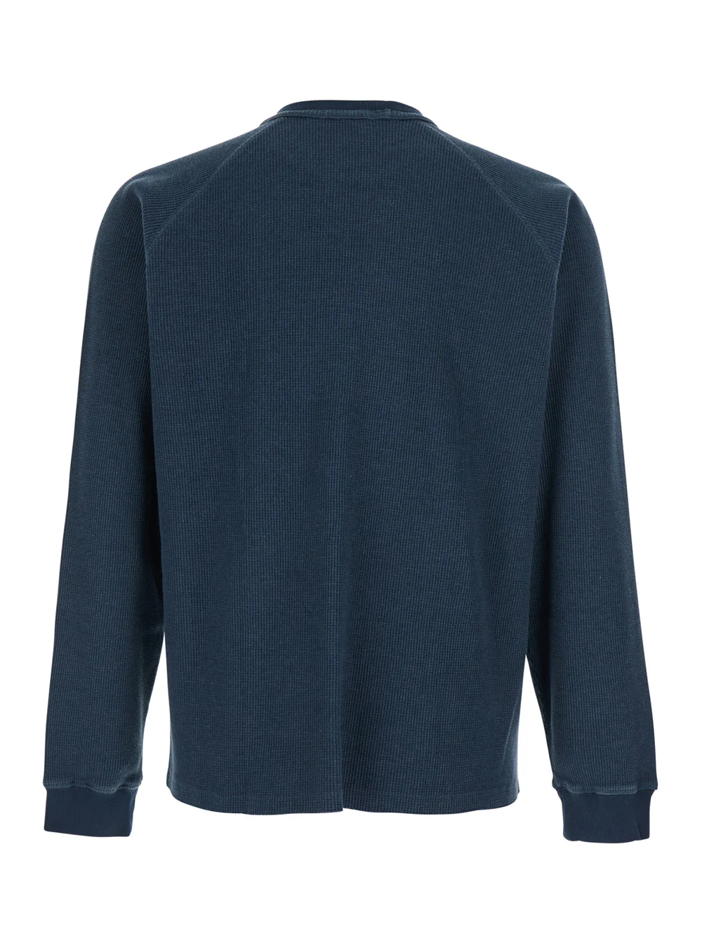 Coor Blue T-Shirt Garment Dying Waffle Raglan Long Sleeve With Sleeves And Round Neck Cotton For Men Blu Jersey