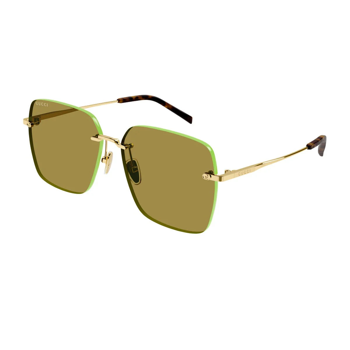 Gucci Gg1955sa Linea Institutional Logo Gold / Green Metallo Sunglasses