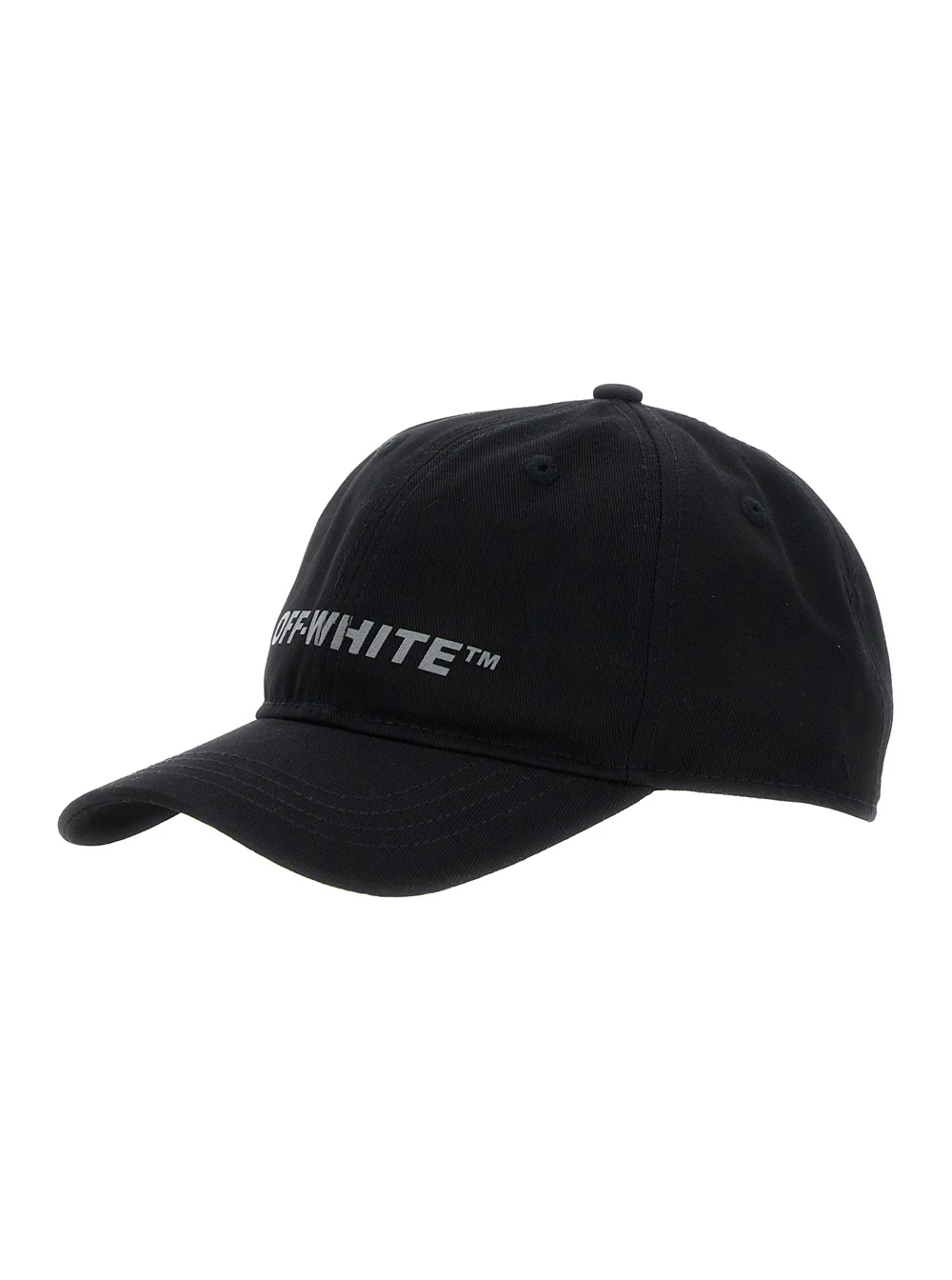 Off White Kids Black Baseball Cap with Logo Lettering on the Front in Cotton Boy Fabric Hats And Gloves