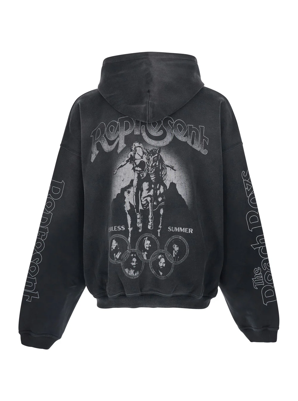 Represent Beach Boys Endless Summer Zip Through Hoodie With Hood And Pockets, Cotton, Black, Unisex Sweatshirts