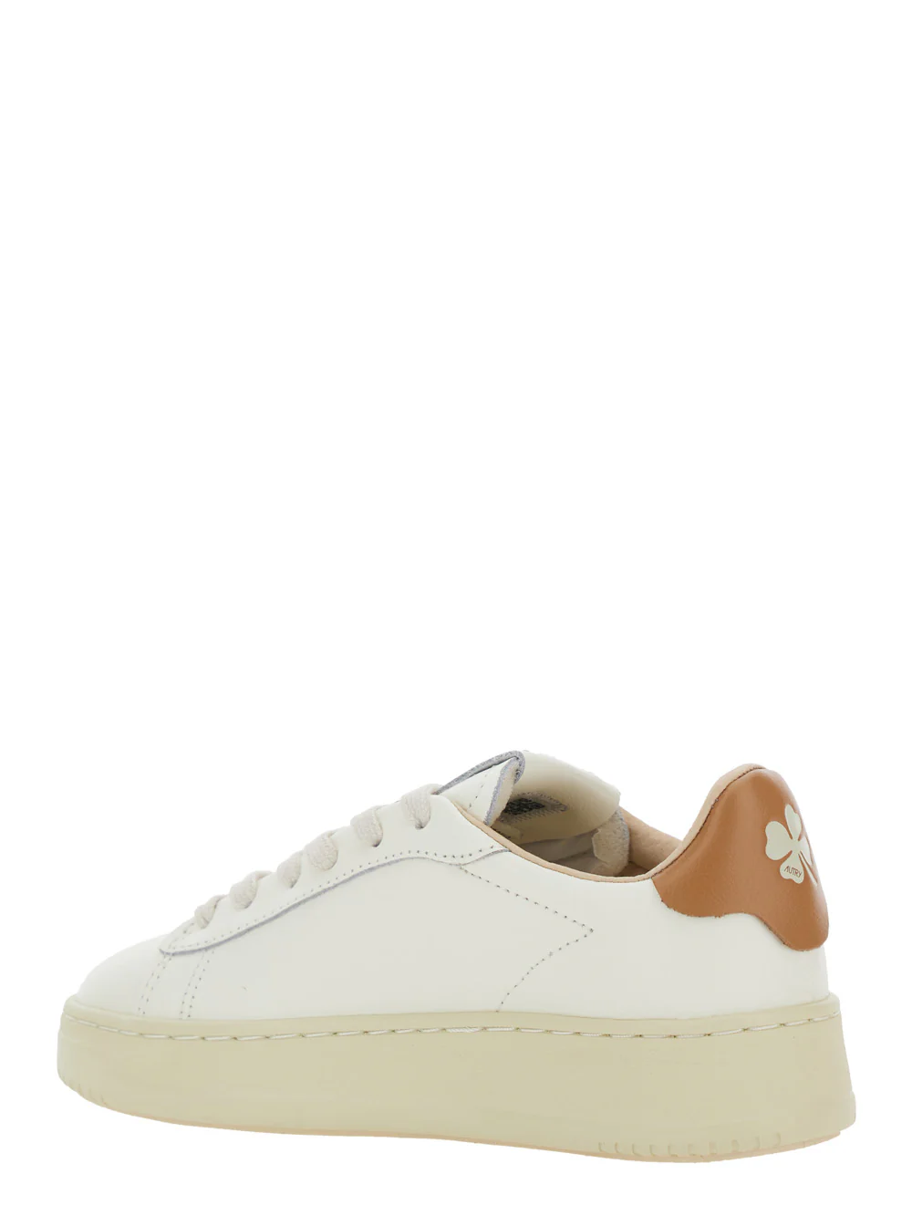Autry Kids Dallas White Low Top Sneakers with Logo Patch on the Tongue and Contrasting Heel in Leather Boy Cow