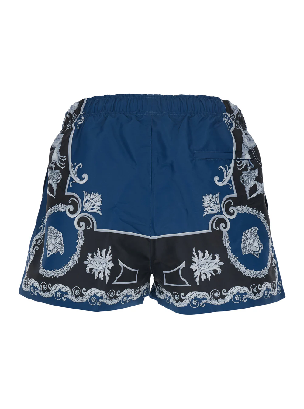 Versace Blue Swim shorts with All-Over Geometric Print in Tech Fabric for Men Blu Polyester Beachwear