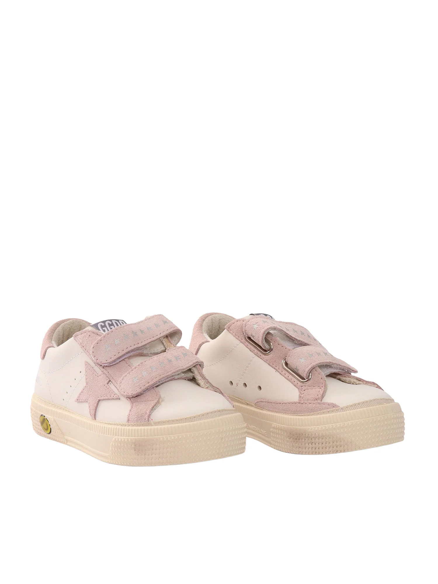 Golden Goose MAY SCHOOL LEATHER UPPER TOE AND TONGUE SUEDE STRAP STAR HEEL White Kid Sneaker