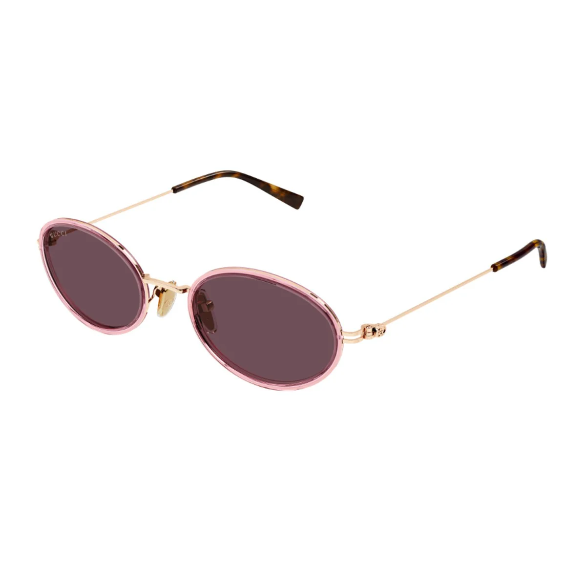 Gucci Gg1980s Linea Emblem Pink Gold Iniettato/metallo Sunglasses