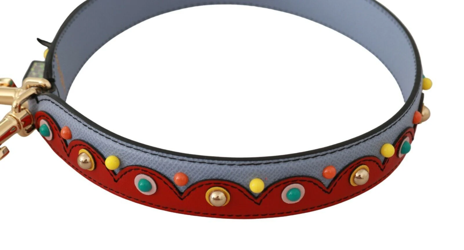 Dolce & Gabbana Blue And Red Shoulder Strap Leather Handbag Accessory Bag