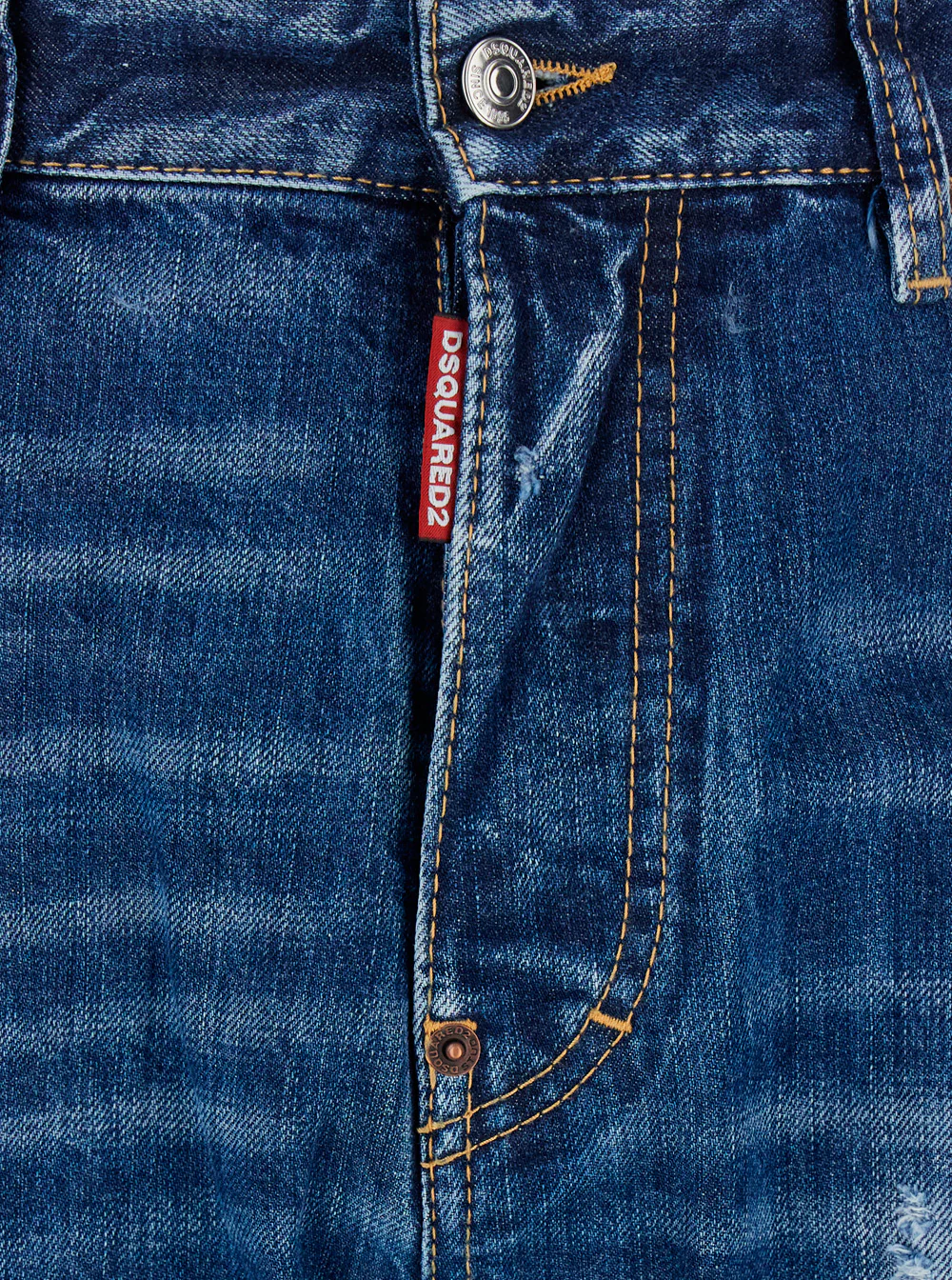 Dsquared2 Jeans 642 with All-Over Ripped Details and Logo Patch on the Back in Blue Denim for Men Blu Cotton