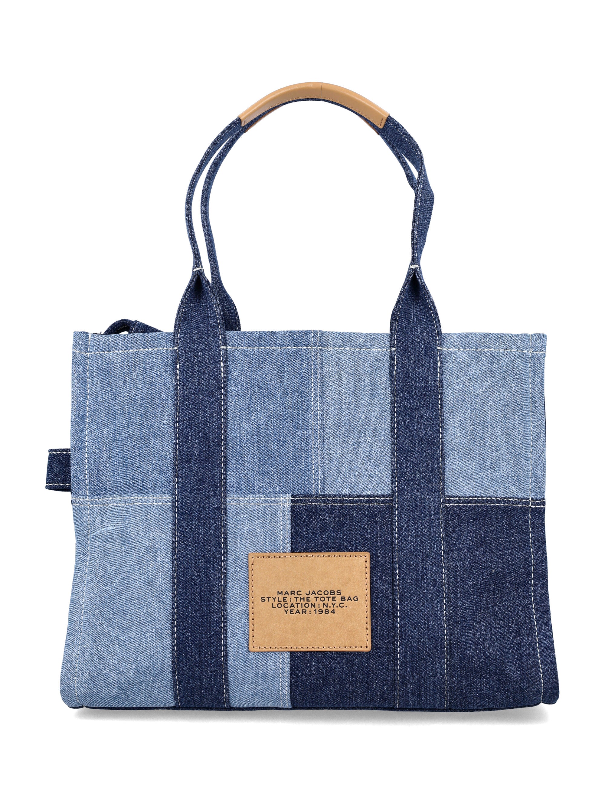 Marc Jacobs The Large Tote Patchwork Denim Bag Blue Cotton