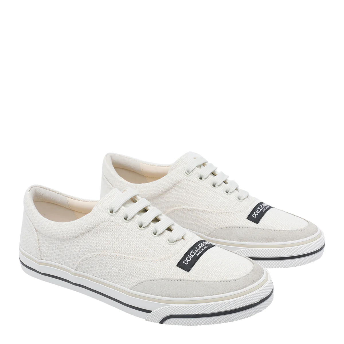 Dolce & Gabbana Sneakers White Fabric And Suede/rubber Sole
