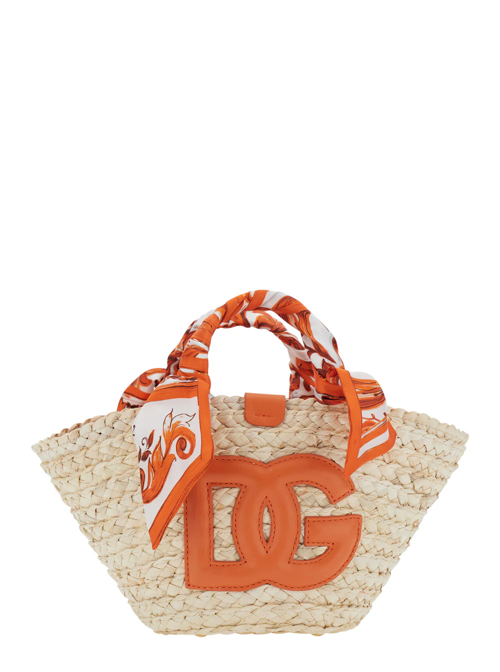 Dolce & Gabbana Coffa Maiolica Print Orange Hand Bags