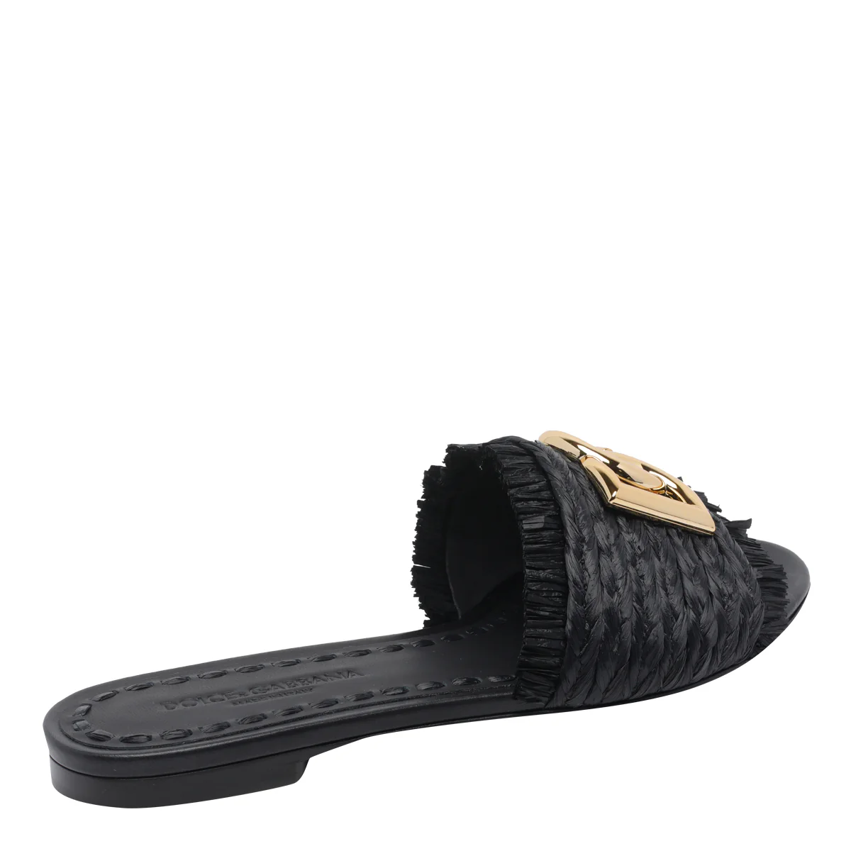 Dolce & Gabbana Sandals Black Fabric Leather Sole