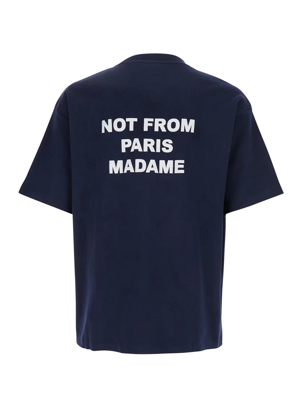 DrôLe De Monsieur T-Shirt Le Slogan Crew Neck With Print On Front And Back Blue Cotton For Men Blu Tshirts Polo Shirts