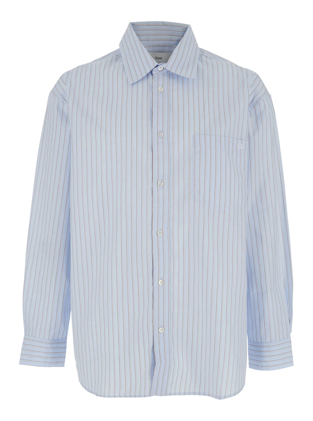Dunst Blue Striped Cotton Shirt with Classic Collar for Men Light And Blouses
