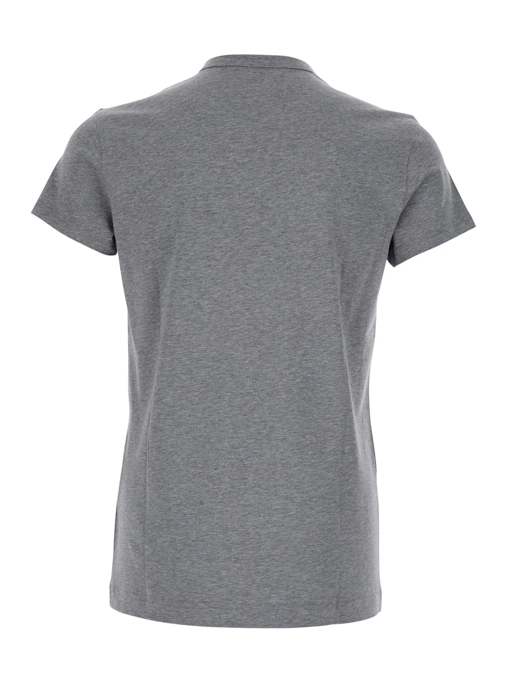 Dolce & Gabbana Grey Crewneck T-Shirt with Tonal Logo Lettering Embroidery on the Front in Cotton Stretch Man Elastane Tshirts And Polo Shirts