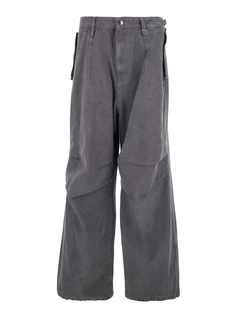 Wooyoungmi Grey Pants with Belt Loops in Cotton Man Trousers