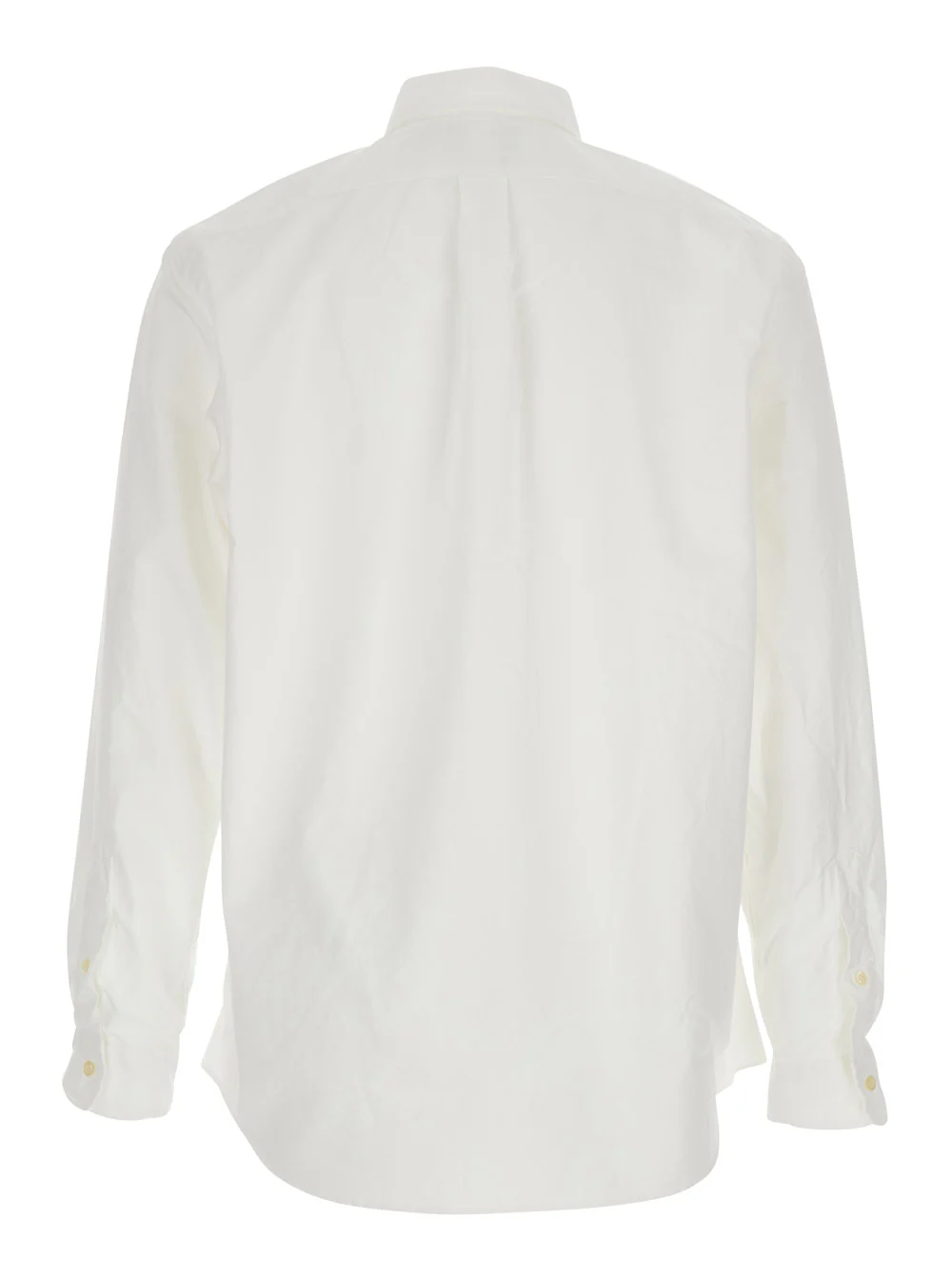 Polo Ralph Lauren Custom Fit Oxford White Shirt with Button Down Collar and Pony Embroidery on the Front in Cotton Man Blouses