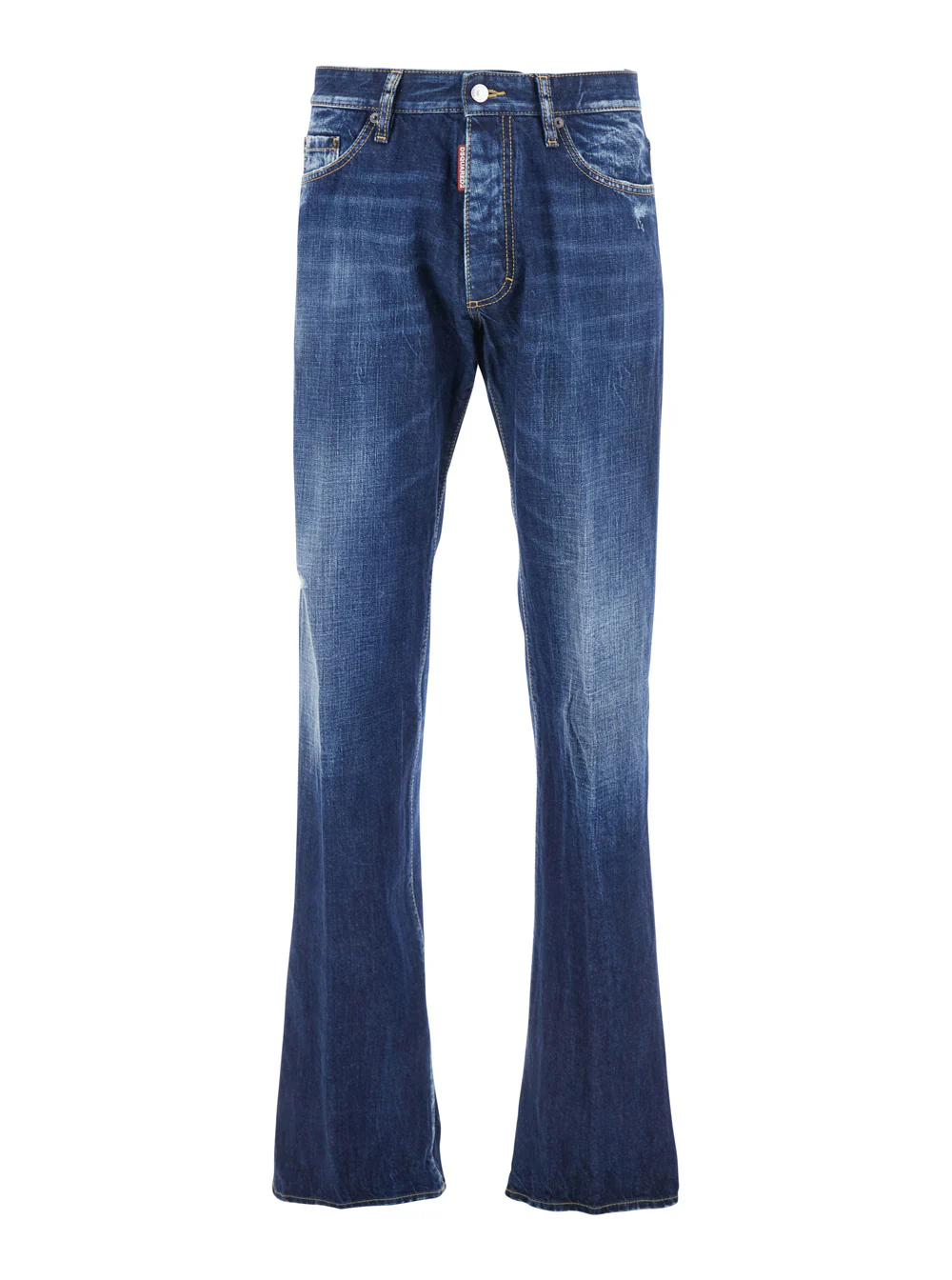 Dsquared2 The American Blue Jeans with Logo Patch on Rear and Faded Effect in Denim Man Blu Cotton