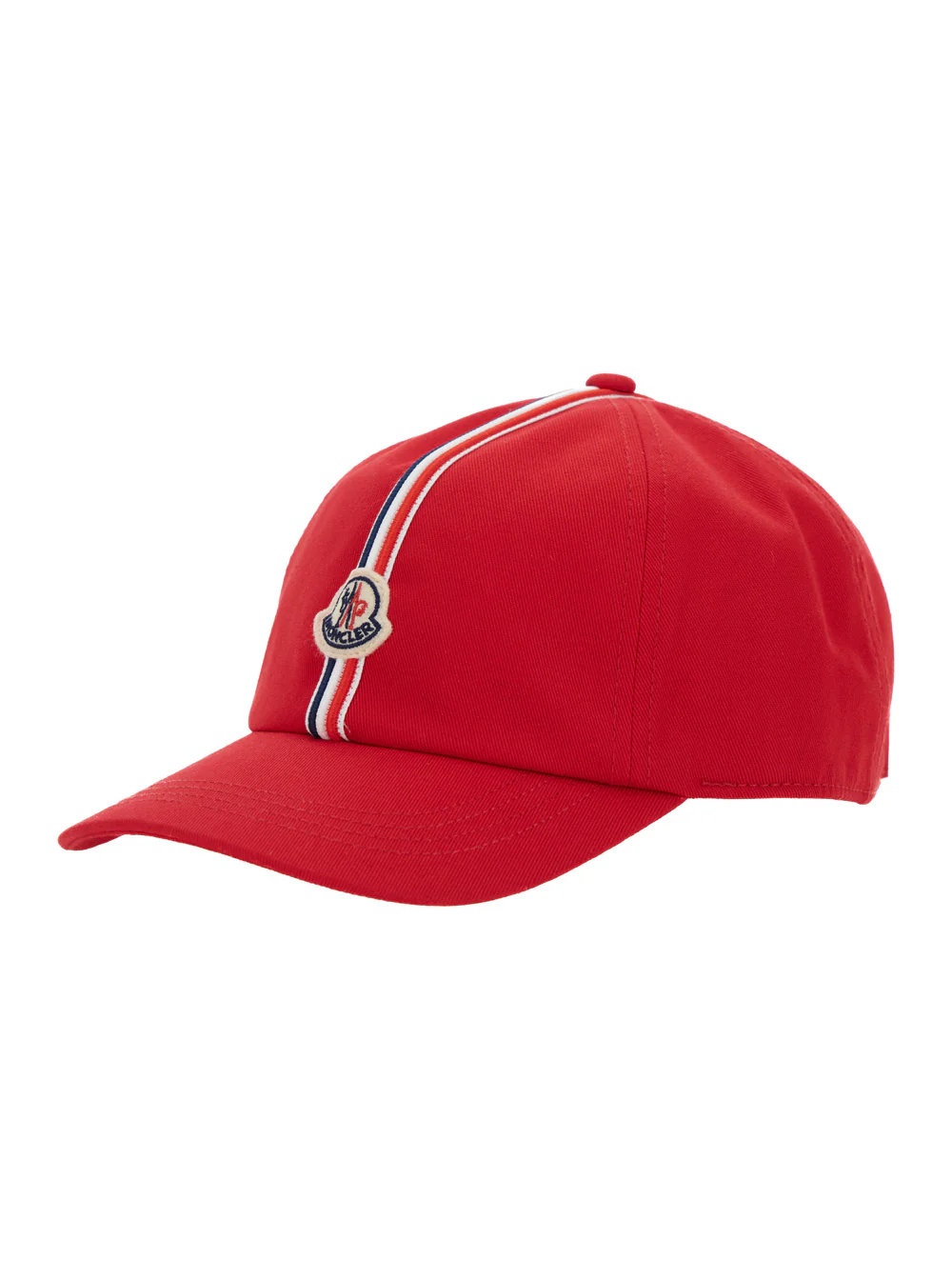 Moncler Kids Red Baseball Hat with Logo Patch on the Front in Cotton Boy And Gloves