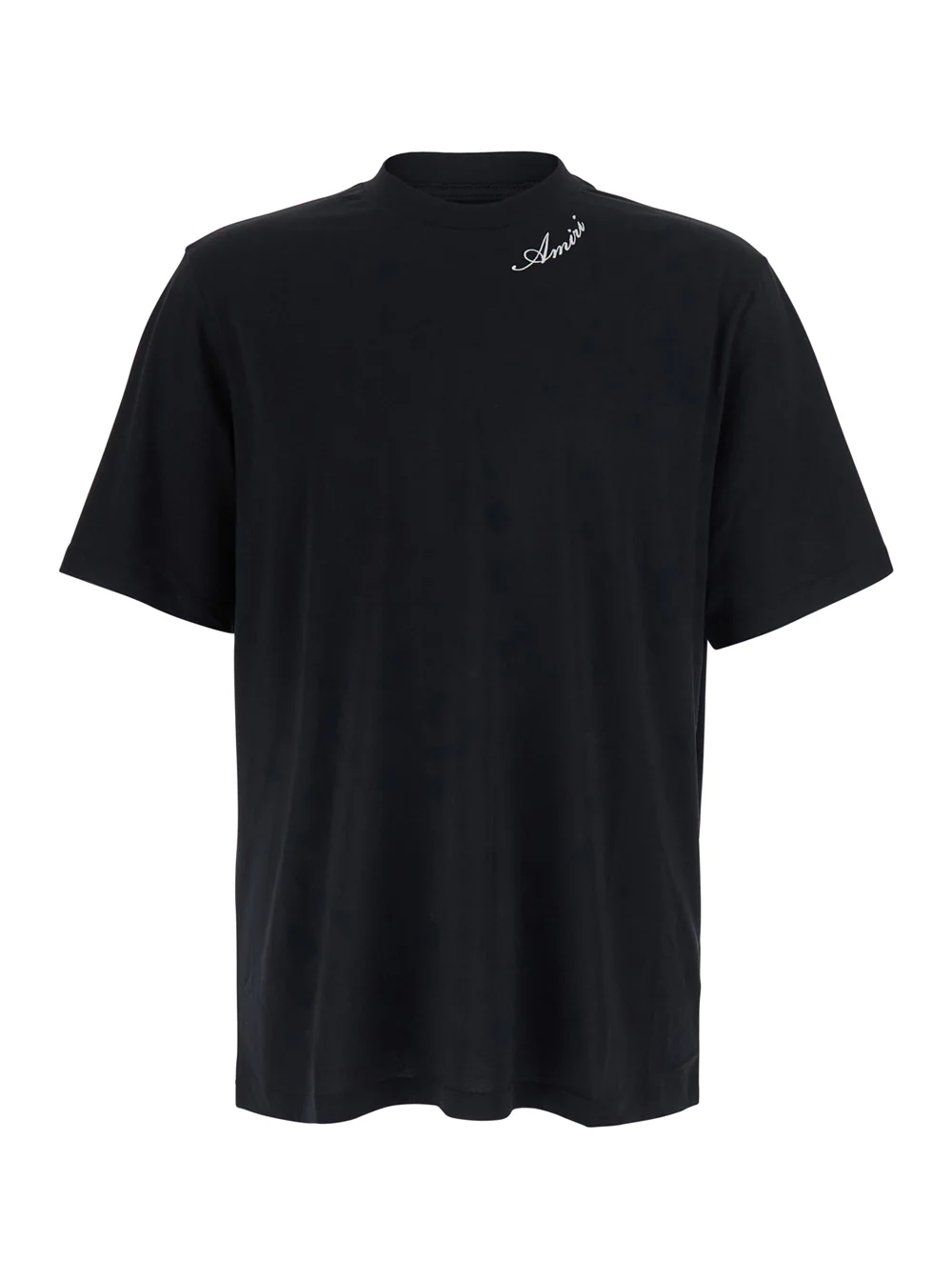 Amiri Black T-Shirt With Round Neck And Logo Detail On The Front Cotton For Men Tshirts Polo Shirts