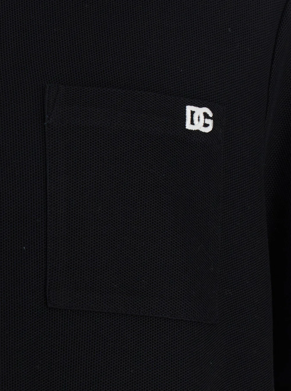 Dolce & Gabbana Black Polo Shirt with Contrasting Classic Collar and Logo Embroidery on the Front in Cotton Piquet Man Tshirts