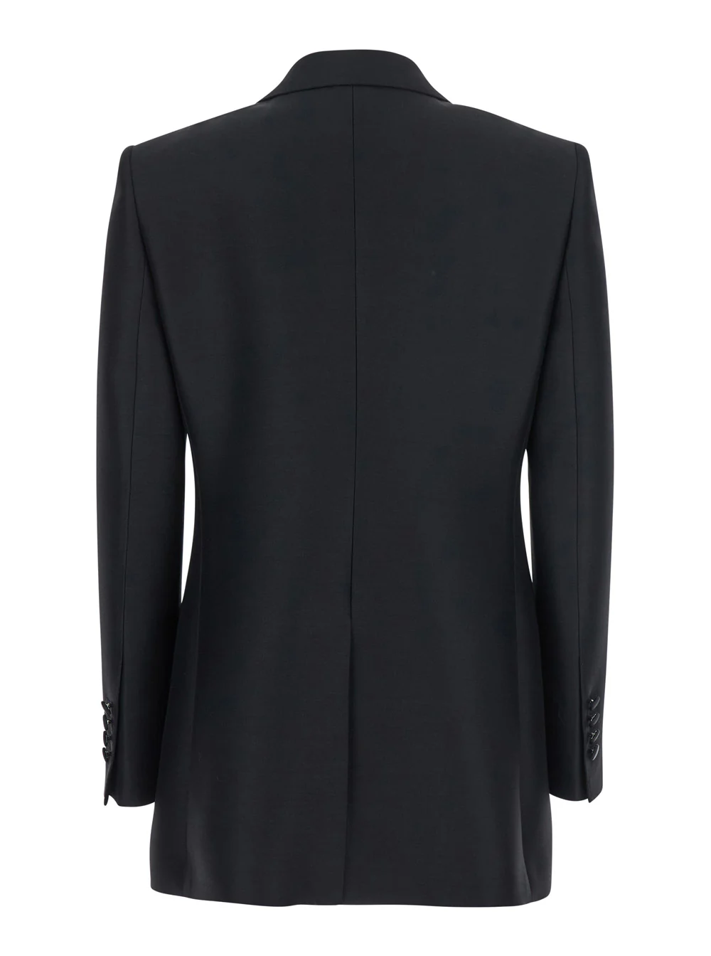 Dolce & Gabbana Black Double-Breasted Jacket with Peak Revers in Wool and Silk Woman Virgin Blazers