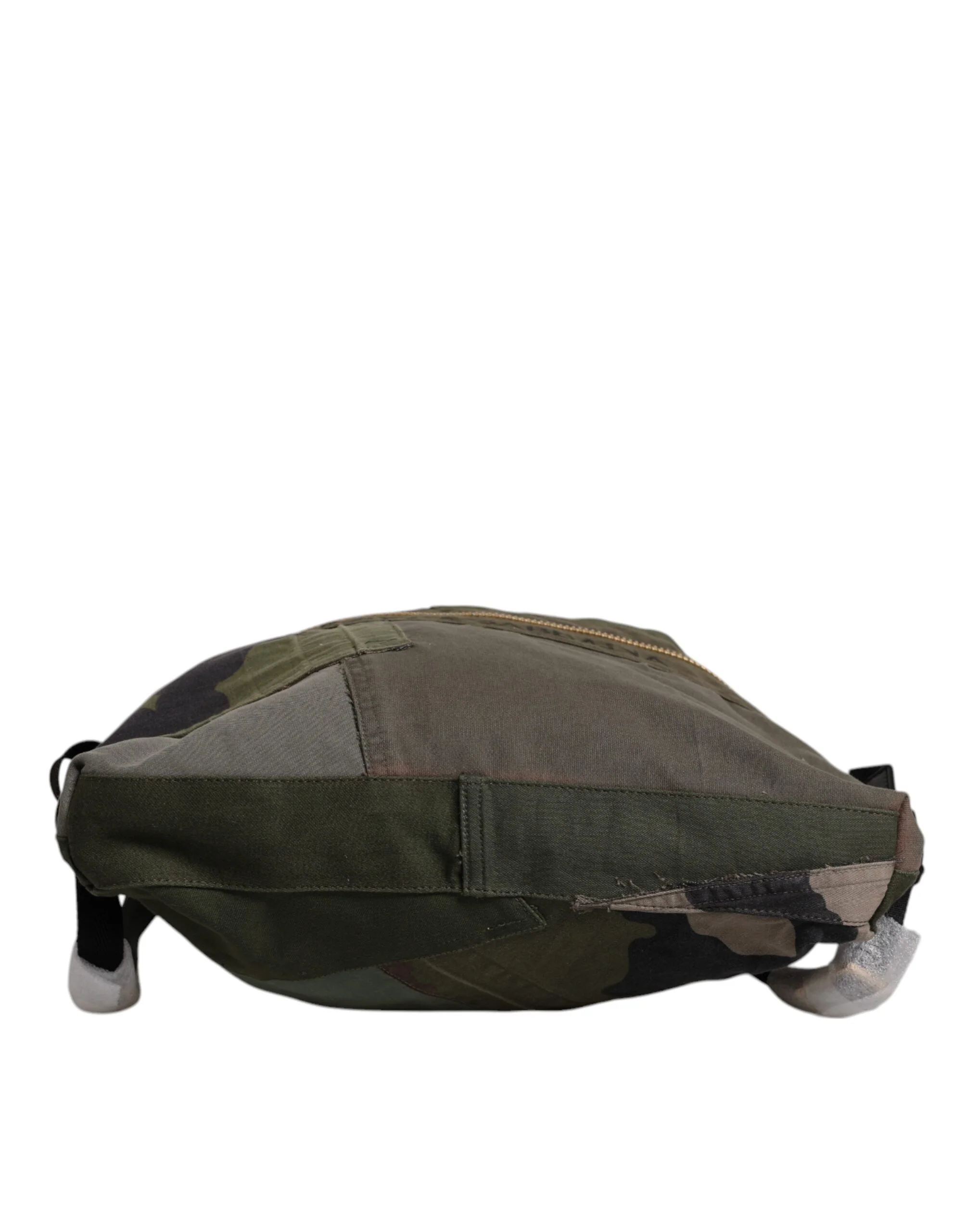 Dolce & Gabbana Military Green Patchwork Rucksack Backpack Bag Cotton Nylon Calfskin