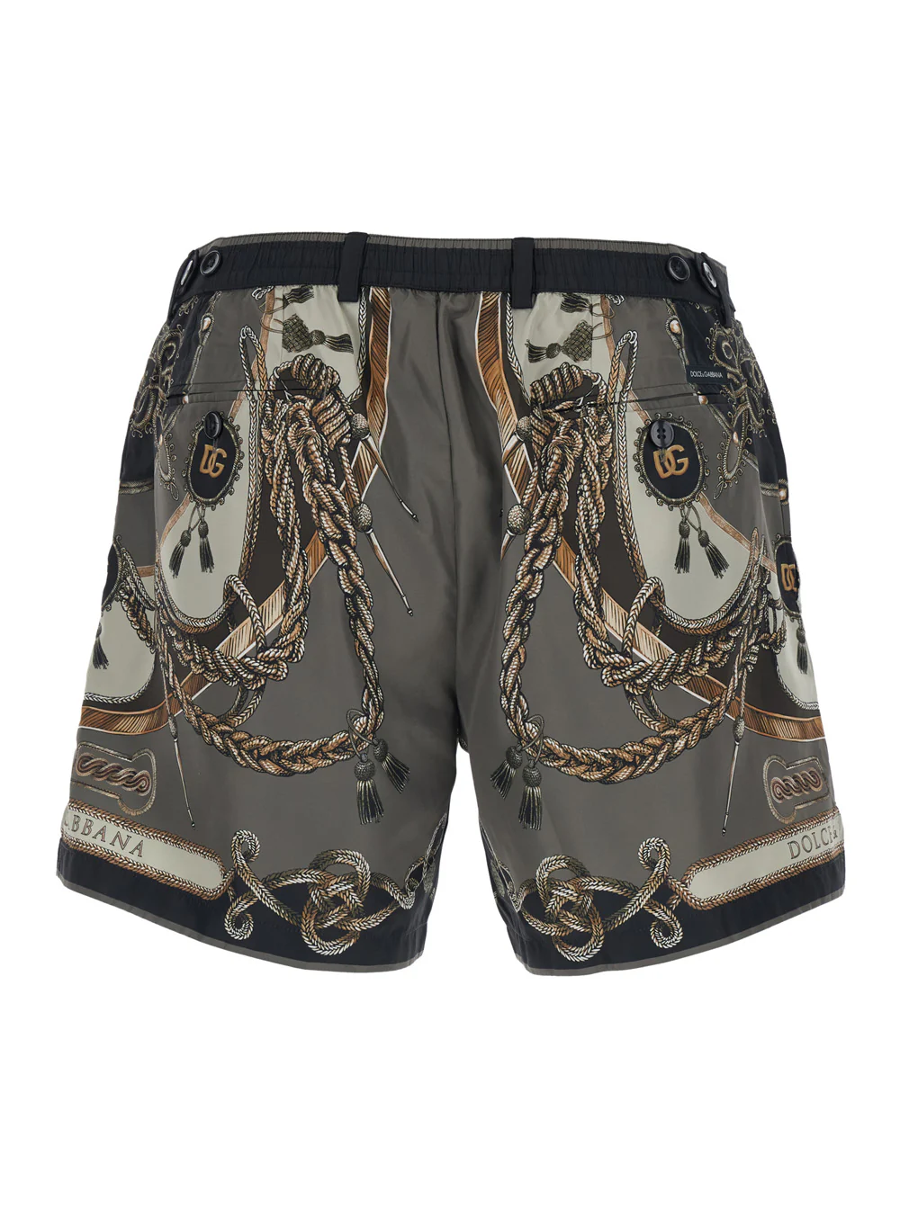 Dolce & Gabbana Grey Swim Shorts with all-over print in Tech Fabric for Men Beachwear