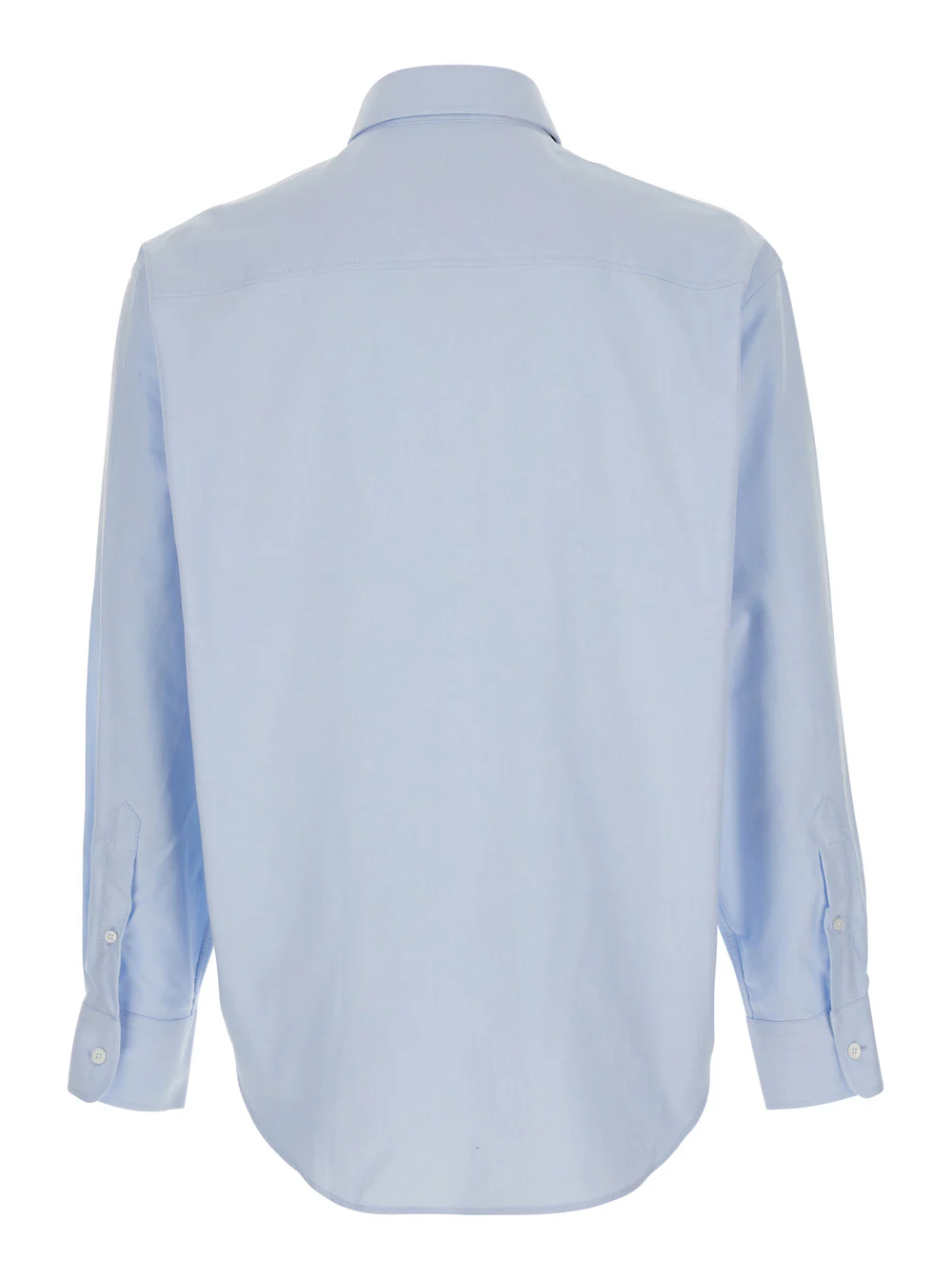 AMI Paris Light Blue Shirt With Button Down Collar And Adc Embroidery In Cotton Man Blouses