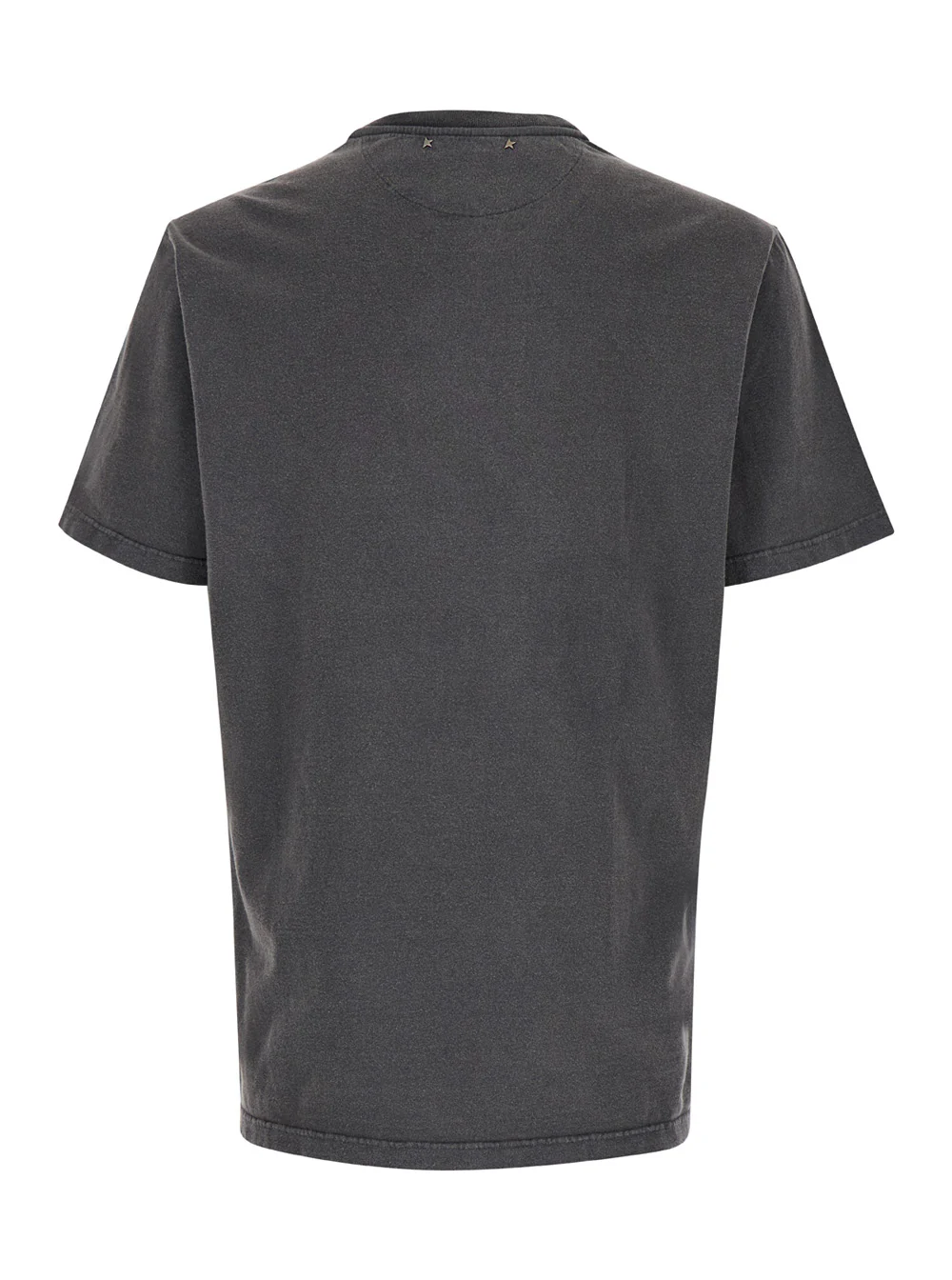 Golden Goose Gray T-Shirt with Logo on the Front and Patch for Men Grey Cotton Tshirts Polo Shirts