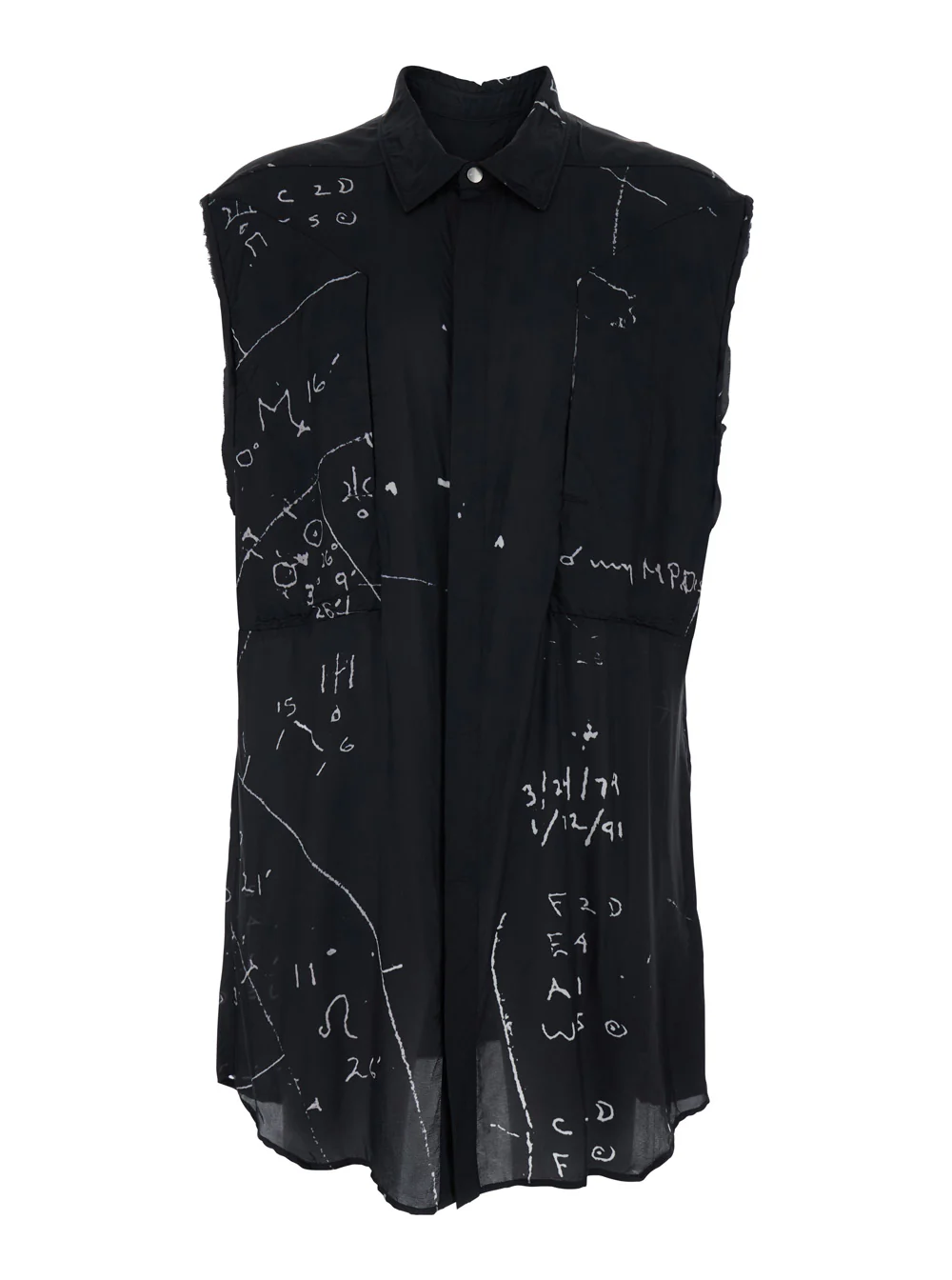 Rick Owens Shirt with classic collar and all-over print in black viscose blend for men Cupro Blouses