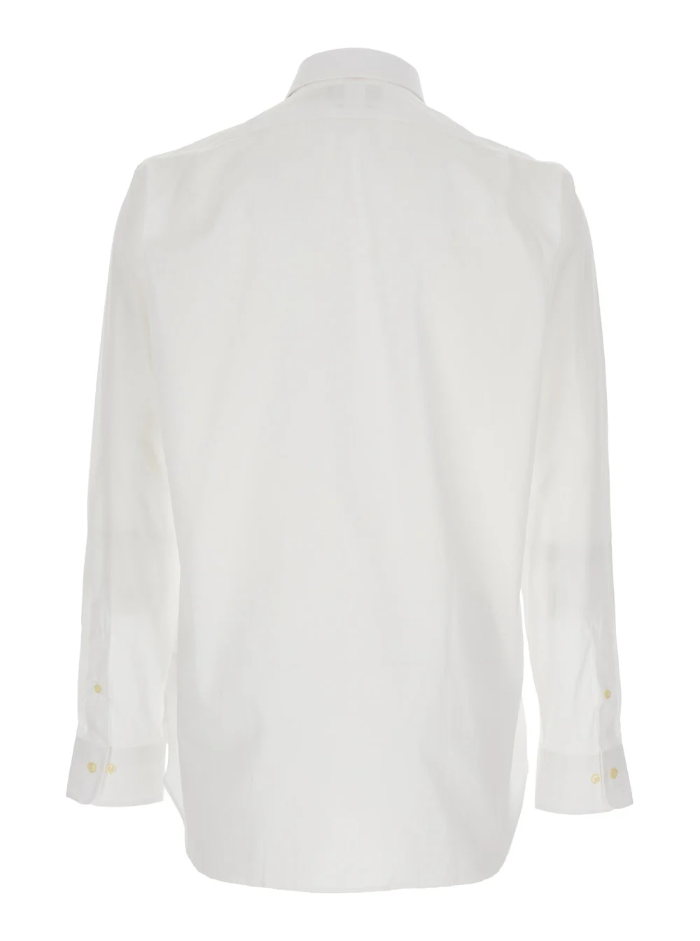Polo Ralph Lauren Custom Fit White Shirt with Pointed Collar and Tone-on-Tone Pony Embroidery on the Front in Cotton for Men Blouses