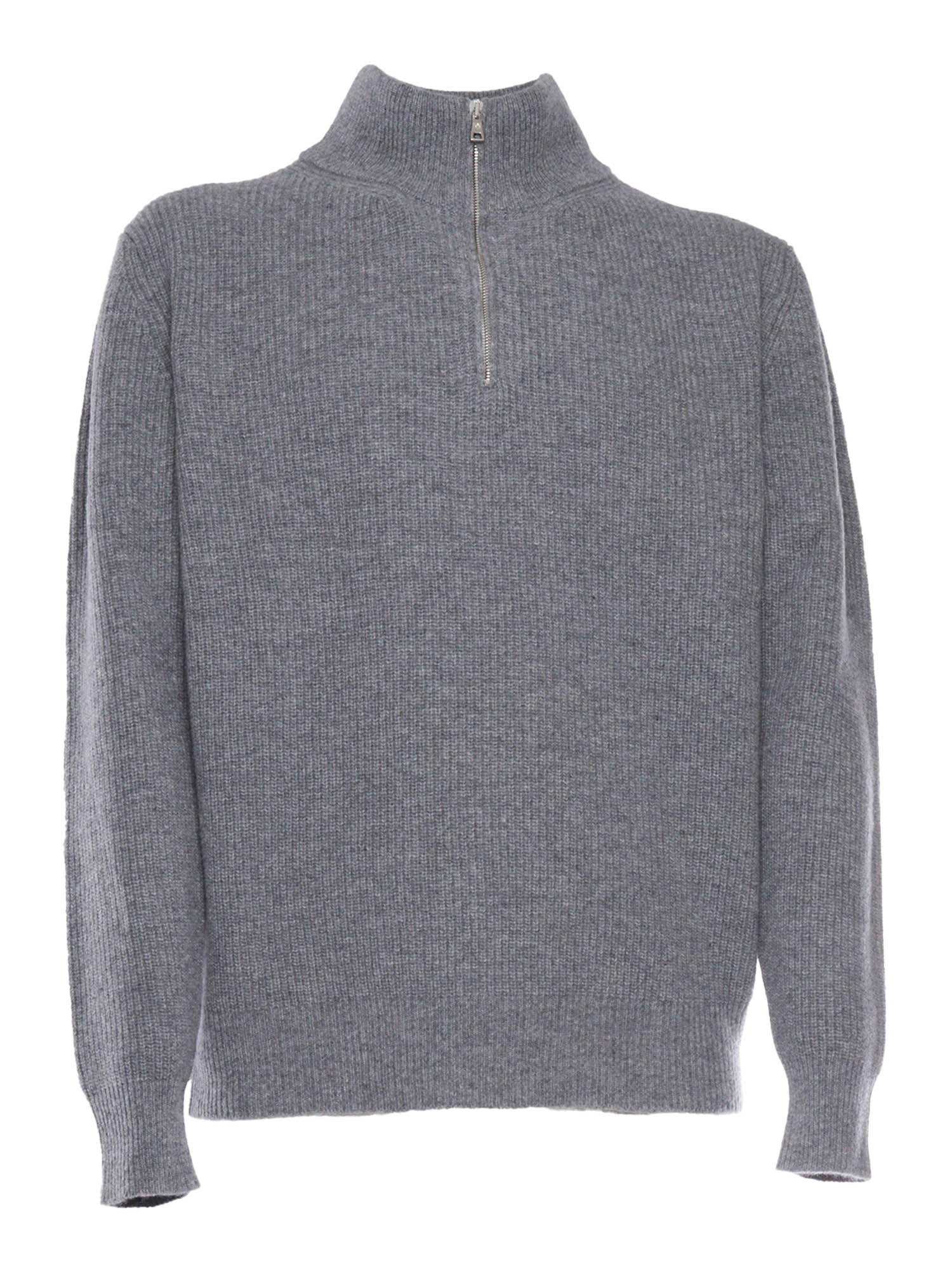 Ballantyne Half Zip Sweater Grey Wool Turtleneck