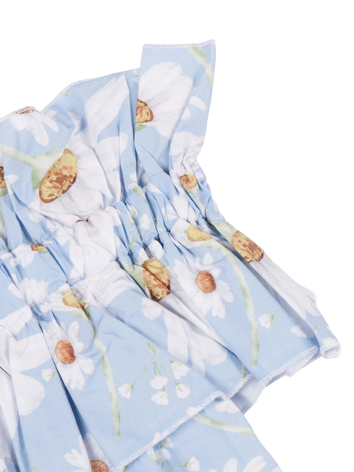 Magil Printed poplin ruffled top Light Blue
