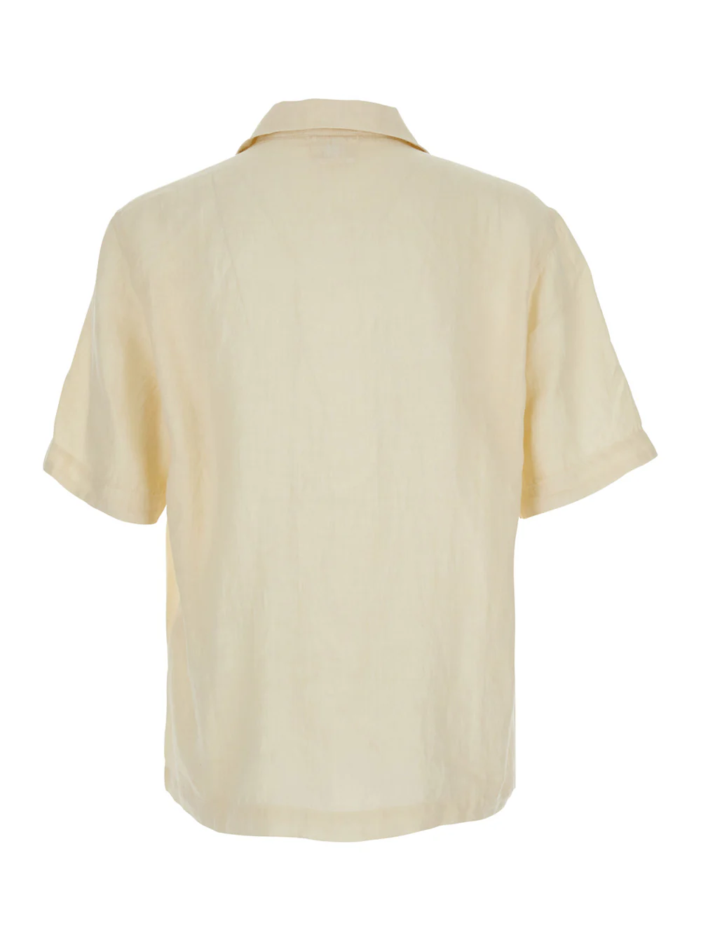 C.P. Company Beige Shirt With Logo Print On The Front In Linen Man And Blouses