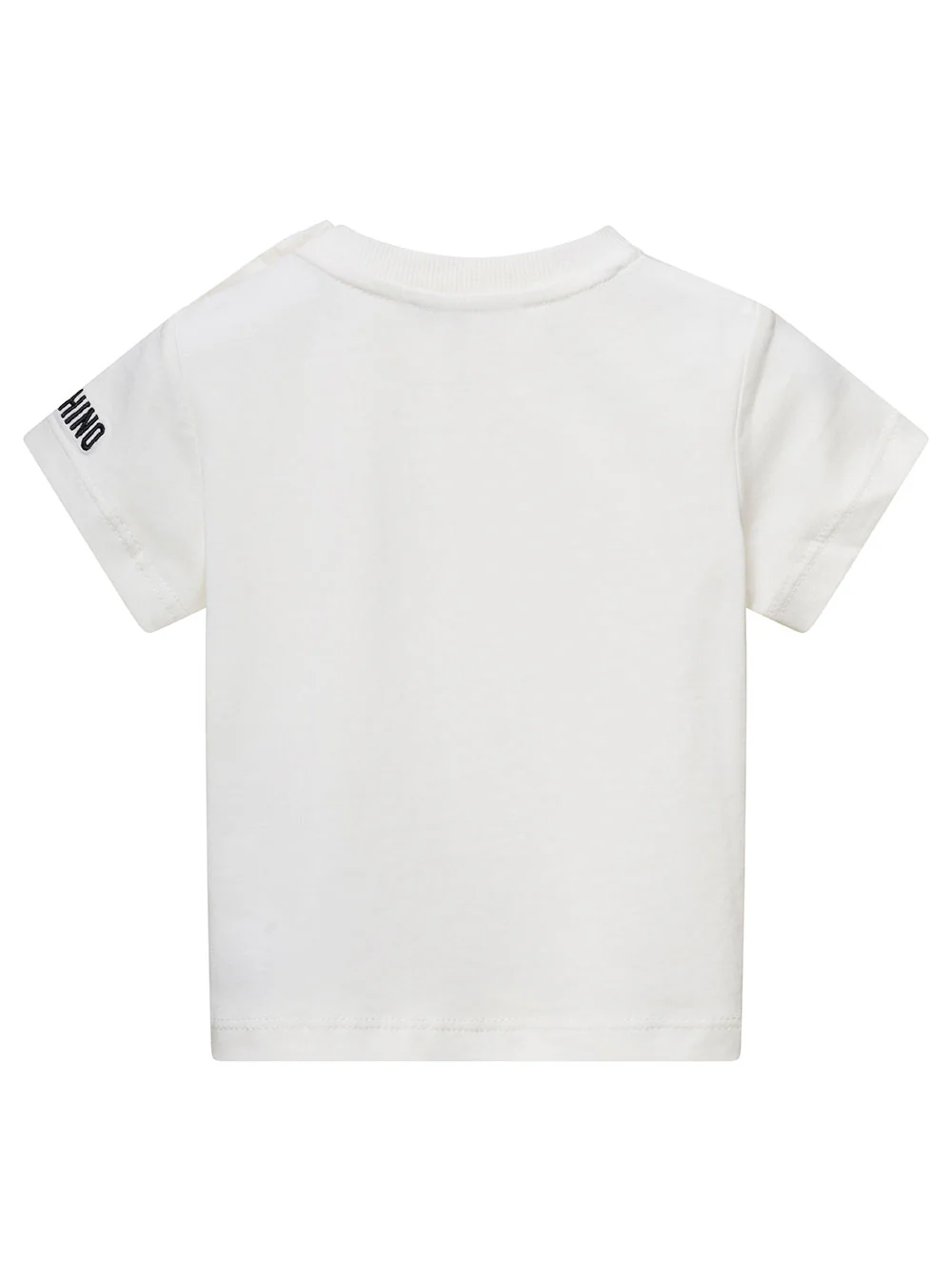 Moschino Kids White T-Shirt With Teddy Bear Embroidery On Chest Pocket Cotton Baby Tshirts And Polo Shirts
