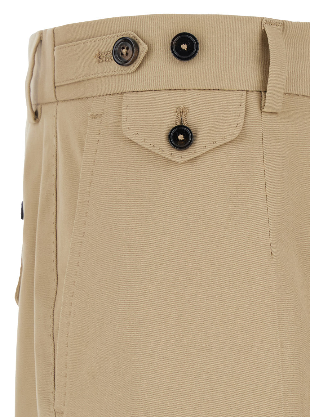 Dolce & Gabbana Beige Pants with Logo Patch on the Back in Cotton for Men Trousers