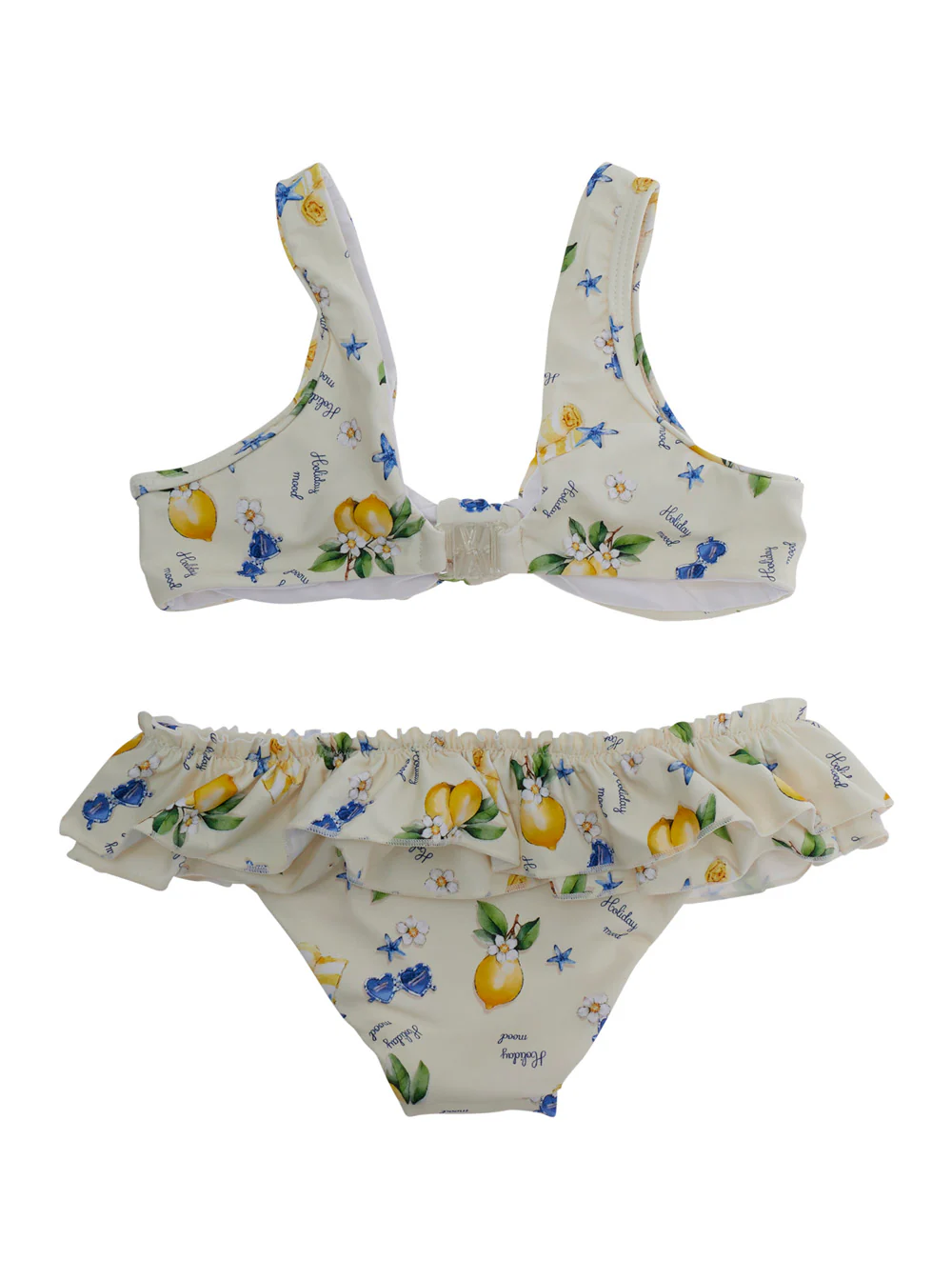 Monnalisa Kids Bikini 19G00670390014 with Colorful Details in Yellow for Girls Polyester Elastane Beachwear