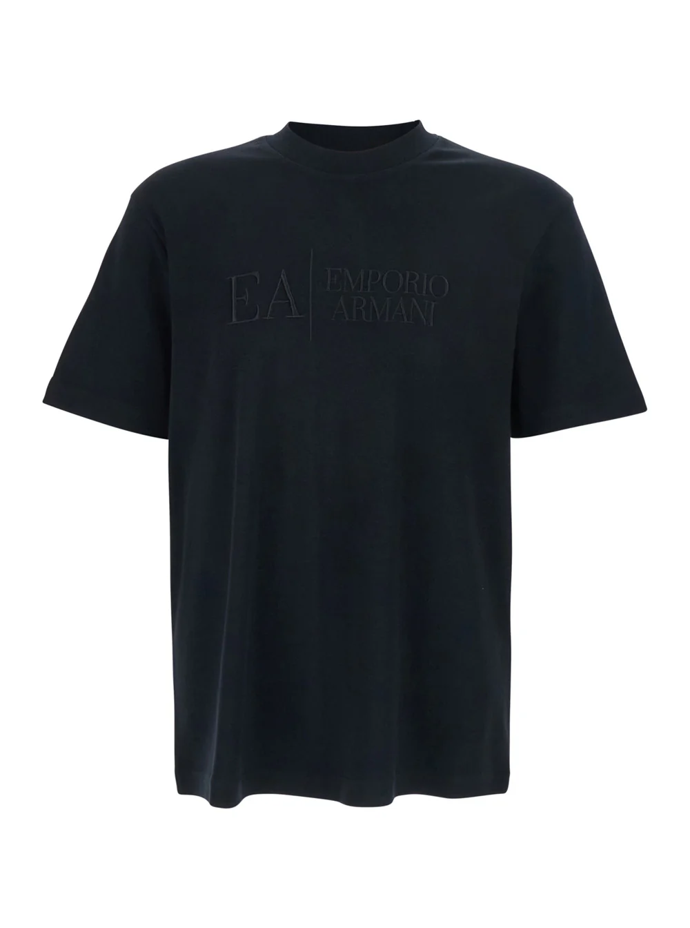 Emporio Armani Black T-Shirt with Embroidered Lettering Logo on the Front for Men Cotton Tshirts And Polo Shirts