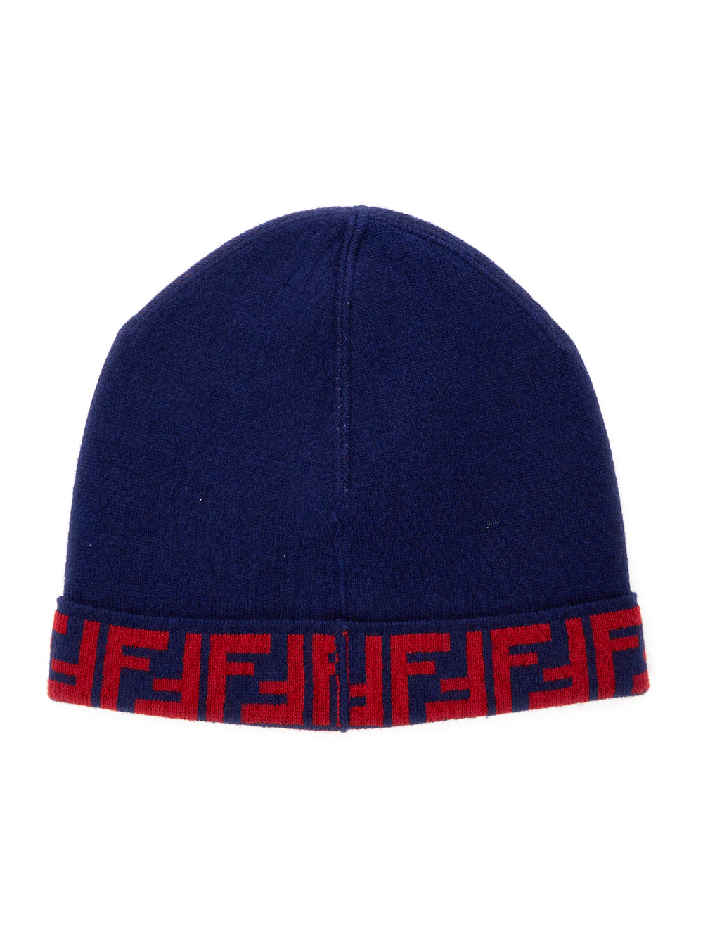 Fendi Kids Blue Beanie with FF Brim in Wool and Cashmere Woman Blu Polyamide Hats Gloves