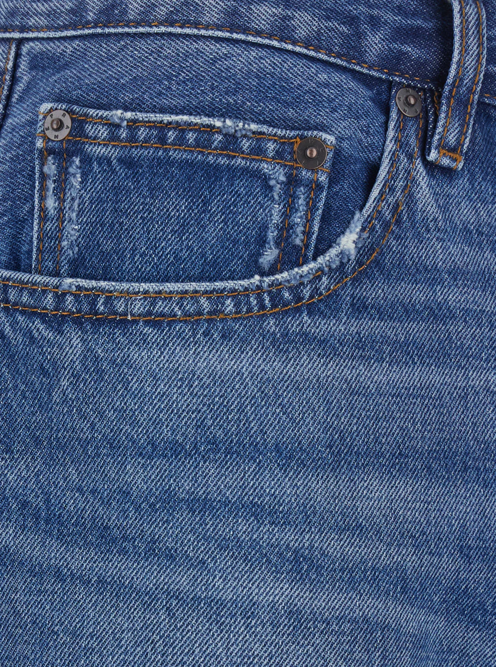Frame Straight Jeans With Pockets And Zip Closure Blue For Women Blu